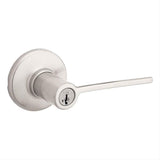 Kwikset 405LRLRDT-15 Ladera Lever with Round Rose Entry Door Lock with 6AL Latch and RCS Strike Satin Nickel