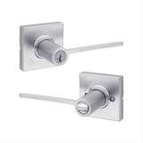 Kwikset 405LRLSQT-26DS Ladera Lever with Square Rose Entry Door Lock SmartKey with 6AL Latch and RCS Strike Satin Chrome