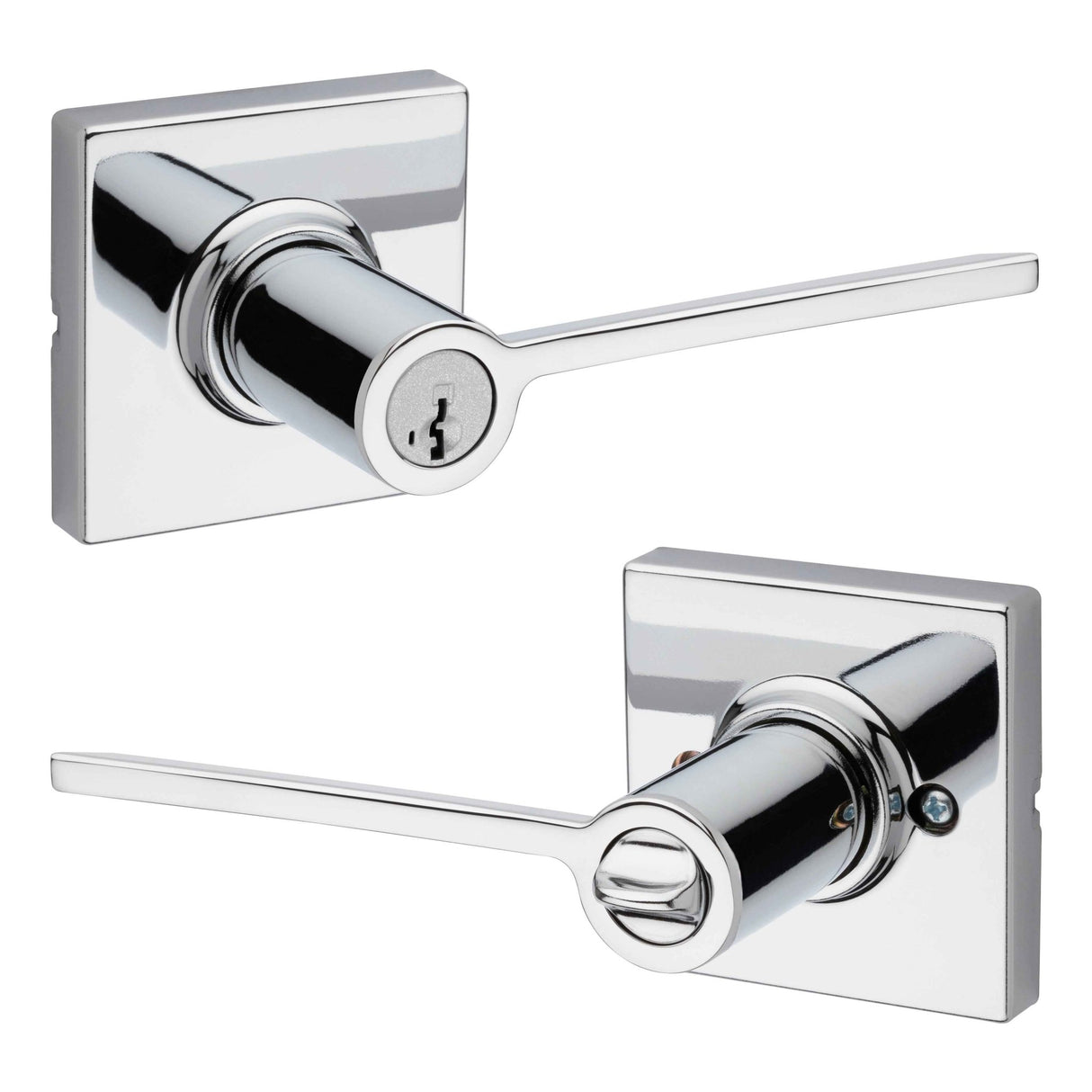 Kwikset 405LRLSQT-26S Ladera Lever with Square Rose Entry Door Lock SmartKey with 6AL Latch and RCS Strike Bright Chrome