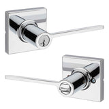 Kwikset 405LRLSQT-26S Ladera Lever with Square Rose Entry Door Lock SmartKey with 6AL Latch and RCS Strike Bright Chrome