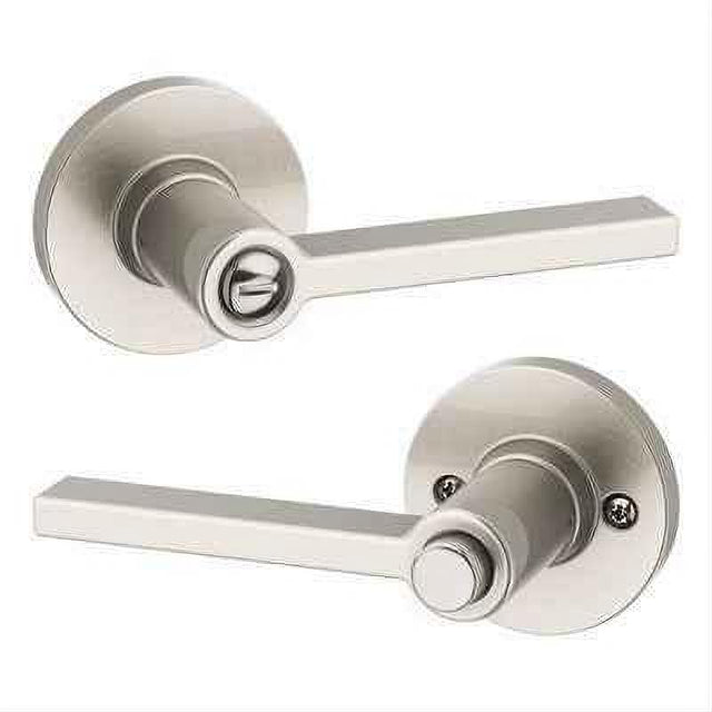 Kwikset 408CSLRDT-15 Light Commercial Casey Lever Round Rose Privacy Door Lock with RCAL Latch and RCS 3031 Strike Satin Nickel