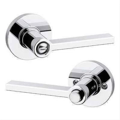 Kwikset 408CSLRDT-26 Light Commercial Casey Lever Round Rose Privacy Door Lock with RCAL Latch and RCS 3031 Strike Bright Chrome