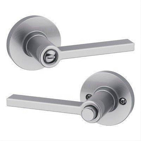 Kwikset 408CSLRDT-26D Light Commercial Casey Lever Round Rose Privacy Door Lock with RCAL Latch and RCS 3031 Strike Satin Chrome