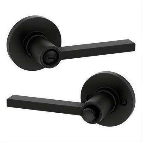 Kwikset 408CSLRDT-514 Light Commercial Casey Lever Round Rose Privacy Door Lock with RCAL Latch and RCS 3031 Strike Matte Black