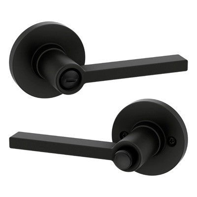 Kwikset 408CSLRDT Light Commercial Casey Lever Round Rose Privacy Door Lock in Matte Black