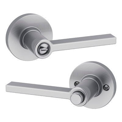 Kwikset 408CSLRDT Light Commercial Casey Lever Round Rose Privacy Door Lock in Satin Chrome
