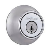 Kwikset 660-26.STRKP Single Cylinder Deadbolt with 6AL Latch and STRKP Strike Pack which includes Square Corner, Round Corner and 5303 Round Corner Full Lip Strikes K3 Bright Chrome