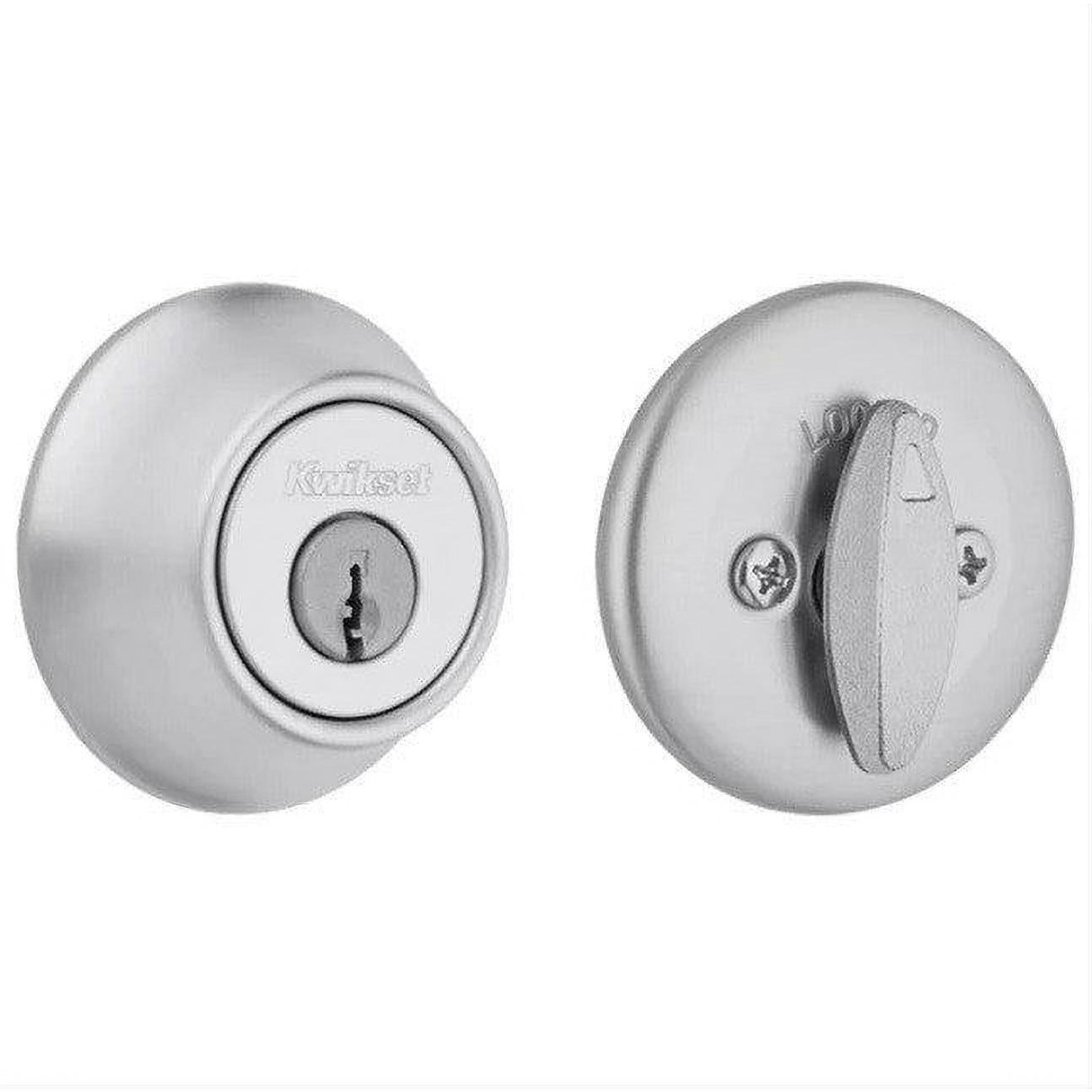 Kwikset 660-26DS.DS Single Cylinder Deadbolt with 6AL Latch and STRKP Strike Pack which includes Square Corner, Round Corner and 5303 Round Corner Full Lip Strikes K3 Satin Chrome