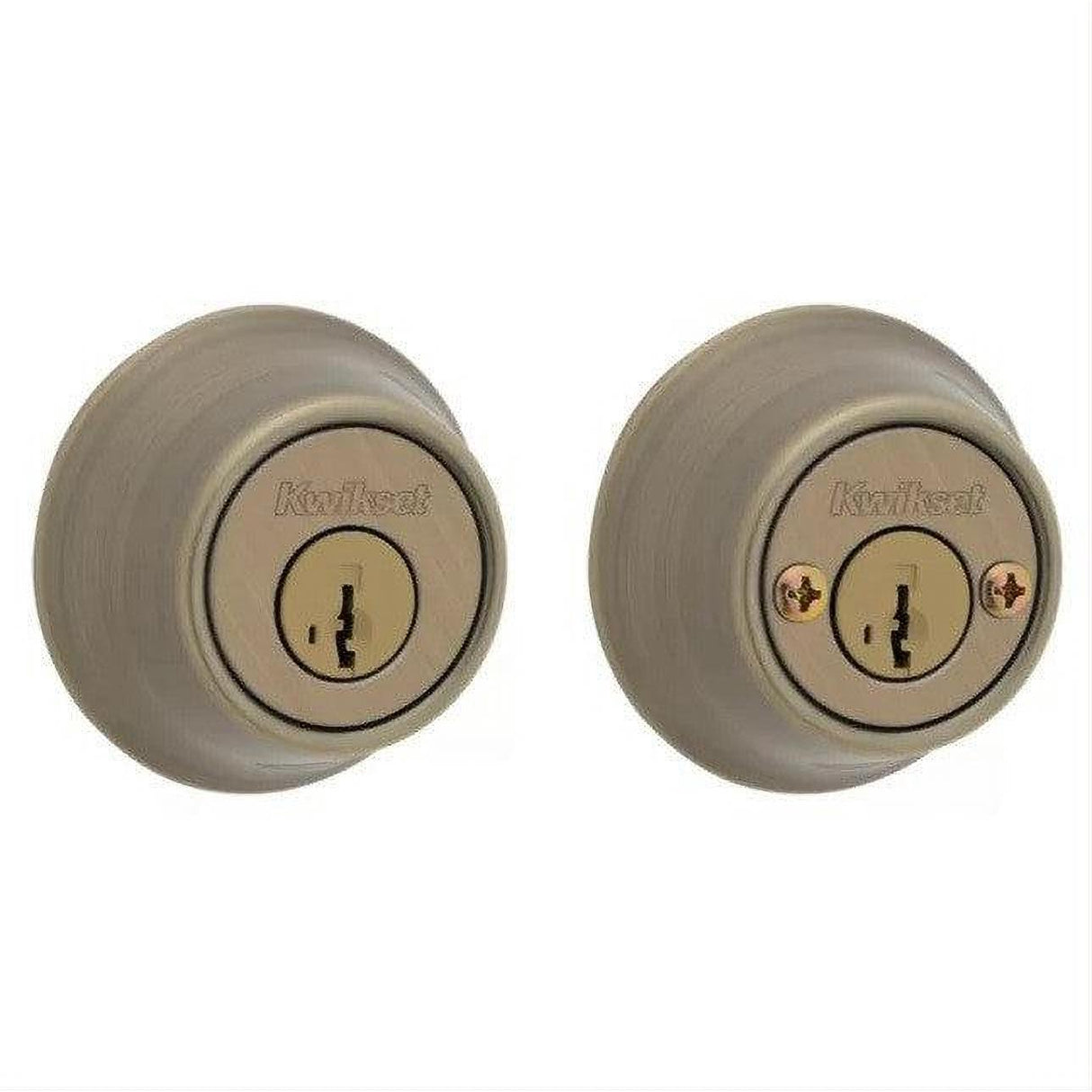 Kwikset 665-15S.STRKP Double Cylinder Deadbolt with RCAL Latch and STRKP Strike Pack which includes Square Corner, Round Corner and 5303 Round Corner Full Lip Strikes Satin Nickel