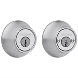 Kwikset 665-26DS.DS Double Cylinder Deadbolt with RCAL Latch and STRKP Strike Pack which includes Square Corner, Round Corner and 5303 Round Corner Full Lip Strikes Satin Chrome