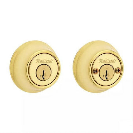 Kwikset 665-3S.STRKP Double Cylinder Deadbolt with RCAL Latch Bright Brass