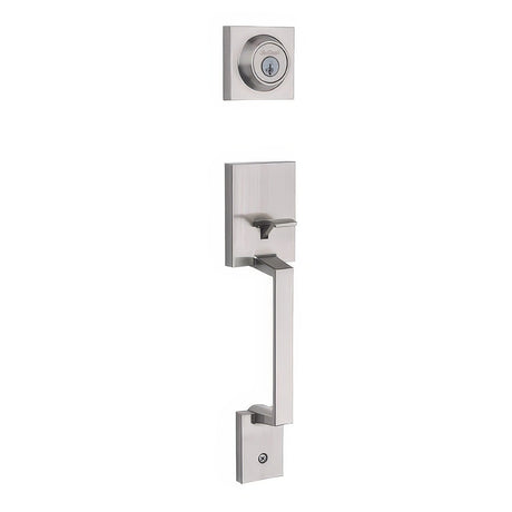 Kwikset 687AMDLIP-26S.STRKP Amador Single Cylinder Exterior Handleset SmartKey with 6AL Latch and STRKP Strike Pack which includes Square Corner; Round Corner and 5303 Round Corner Full Lip Strikes Bright Chrome