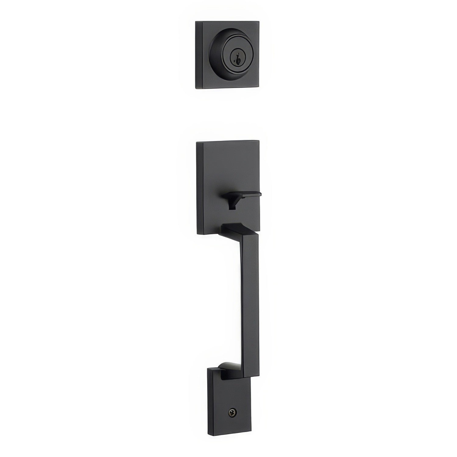 Kwikset 687AMDLIP Amador Single Cylinder Exterior Handleset SmartKey with 6AL Latch and STRKP Strike Pack which includes Square Corner; Round Corner and 5303 Round Corner Full Lip Strikes