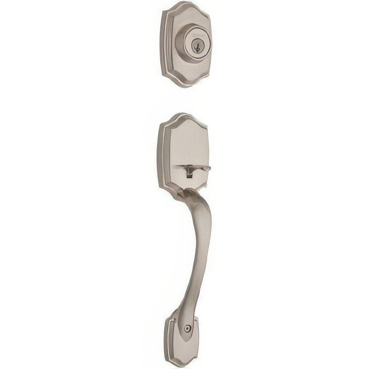 Kwikset 687BWLIP-514S.STRKP Belleview Single Cylinder Exterior Handleset SmartKey with 6AL Latch and STRKP Strike Pack which includes Square Corner; Round Corner and 5303 Round Corner Full Lip Strikes Matte Black
