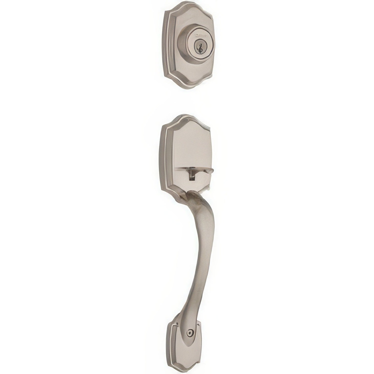 Kwikset 687BWLIP-514S.STRKP Belleview Single Cylinder Exterior Handleset SmartKey with 6AL Latch and STRKP Strike Pack which includes Square Corner; Round Corner and 5303 Round Corner Full Lip Strikes Matte Black