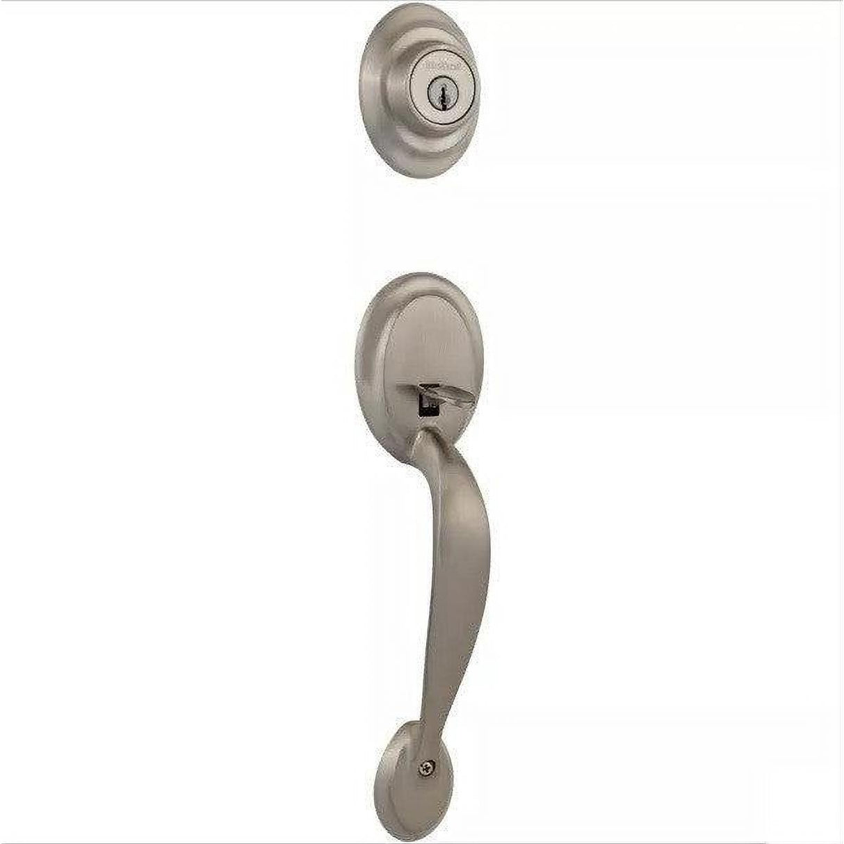 Kwikset 687DALIP-3 Dakota Single Cylinder Exterior Handleset SmartKey with 6AL Latch and STRKP Strike Pack which includes Square Corner; Round Corner and 5303 Round Corner Full Lip Strikes Polished Brass