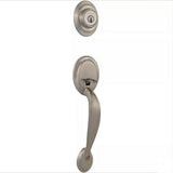 Kwikset 687DALIP-3 Dakota Single Cylinder Exterior Handleset SmartKey with 6AL Latch and STRKP Strike Pack which includes Square Corner; Round Corner and 5303 Round Corner Full Lip Strikes Polished Brass