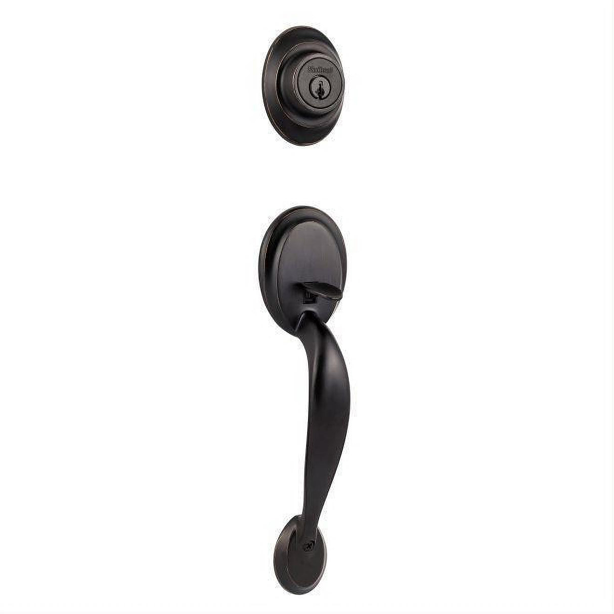 Kwikset 687DALIP-5S.STRKP Dakota Single Cylinder Exterior Handleset SmartKey with 6AL Latch and STRKP Strike Pack which includes Square Corner; Round Corner and 5303 Round Corner Full Lip Strikes Antique Brass