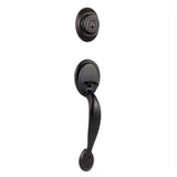 Kwikset 687DALIP-5S.STRKP Dakota Single Cylinder Exterior Handleset SmartKey with 6AL Latch and STRKP Strike Pack which includes Square Corner; Round Corner and 5303 Round Corner Full Lip Strikes Antique Brass