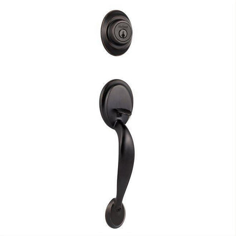 Kwikset 687DALIP-5S.STRKP Dakota Single Cylinder Exterior Handleset SmartKey with 6AL Latch and STRKP Strike Pack which includes Square Corner; Round Corner and 5303 Round Corner Full Lip Strikes Antique Brass