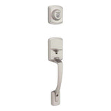 Kwikset 687HYHLIP-15S.STRKP Henley Single Cylinder Exterior Handleset SmartKey with 6AL Latch and STRKP Strike Pack which includes Square Corner; Round Corner and 5303 Round Corner Full Lip Strikes Satin Nickel