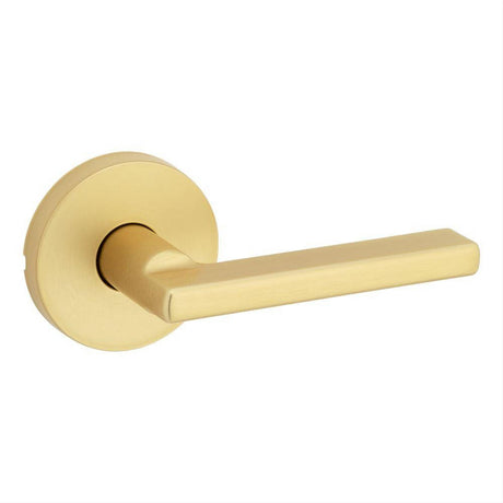 Kwikset 720HFLRDT-4 Halifax Lever with Round Rose Passage Door Lock and RCS Strike Satin Brass