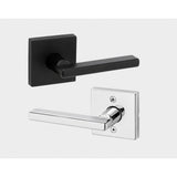 Kwikset 720HFLSQT-514X26 Halifax Lever with Square Rose Passage Door Lock and RCS Strike Matte Black / Bright Chrome