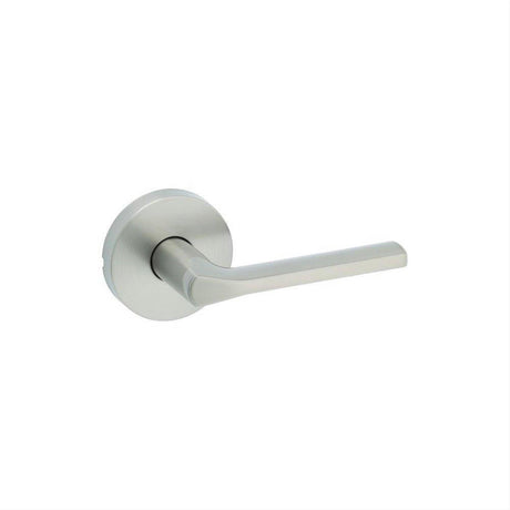 Kwikset 720LSLRDT-15 Lisbon Lever with Round Rose Passage Door Lock and RCS Strike Satin Nickel