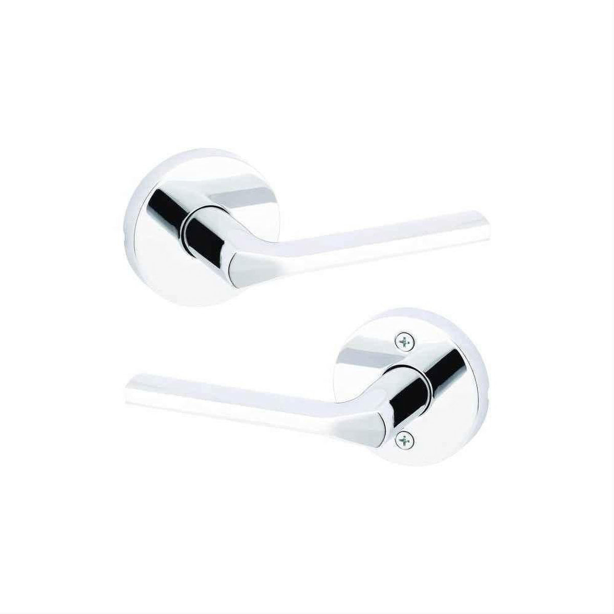 Kwikset 720LSLRDT-26 Lisbon Lever with Round Rose Passage Door Lock and RCS Strike Bright Chrome