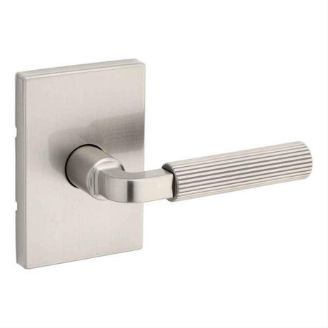 Kwikset 720MALRCT-15 Mirada Reeded Pattern Lever with Contemporary Rectangular Rose Passage Door Lock and RCS Strike Satin Nickel