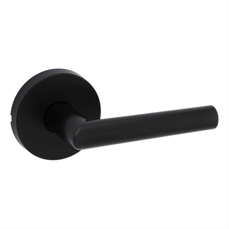 Kwikset 720MILRDT-514.FD 20 Min UL Rated Milan Lever with Round Rose Passage Door Lock with 6AL FD Latch and RCS Strike Matte Black
