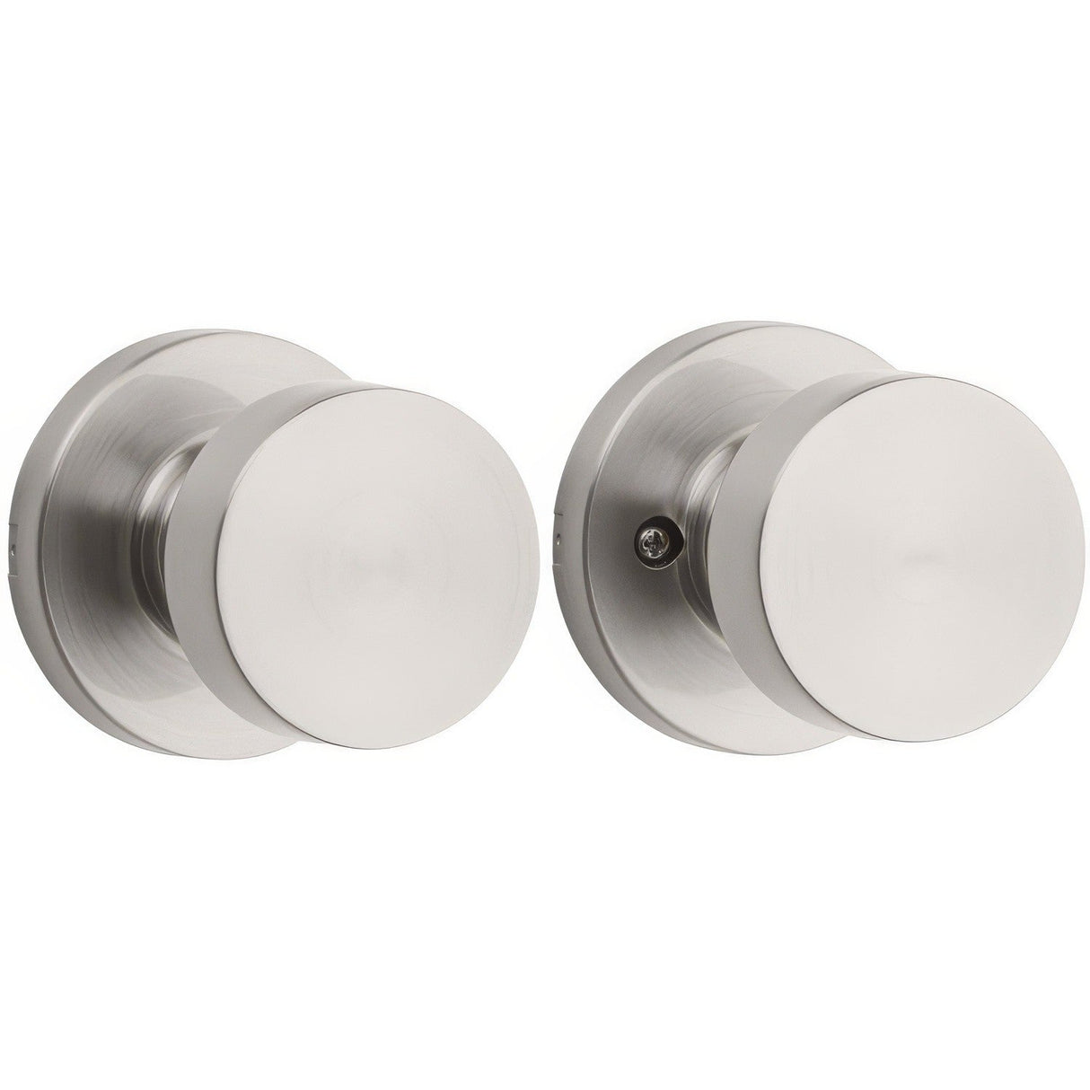 Kwikset 720PSKRDT-15 Pismo Knob with Round Rose Passage Lock - Satin Nickel