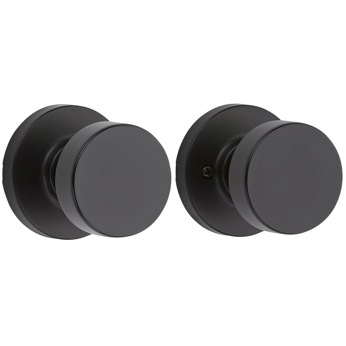 Kwikset 720PSKRDT-514 Pismo Knob with Round Rose Passage Lock - Matte Black