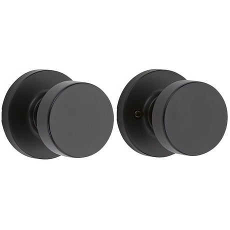 Kwikset 720PSKRDT-514 Pismo Knob with Round Rose Passage Lock - Matte Black