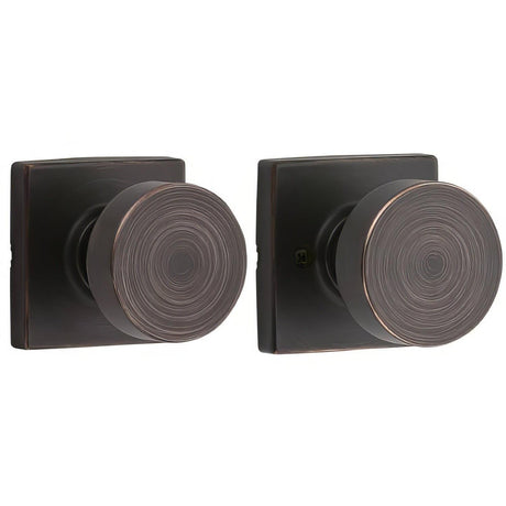 Kwikset 720PSKSQT-11P Pismo Knob with Square Rose Passage Lock and RCS Strike Venetian Bronze