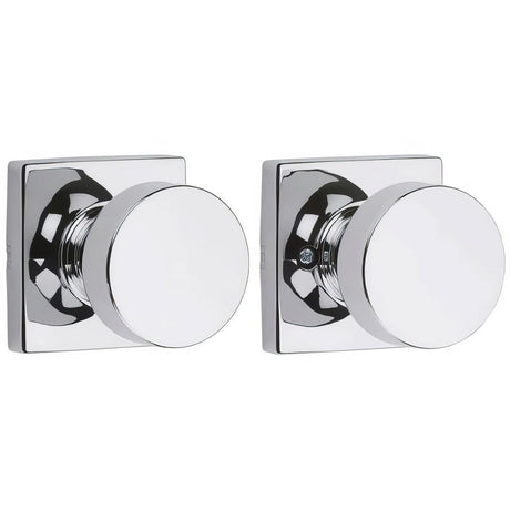Kwikset 720PSKSQT-26 Pismo Knob with Square Rose Passage Lock and RCS Strike Bright Chrome