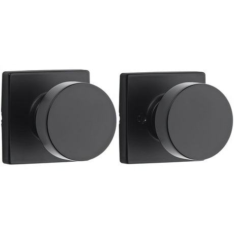 Kwikset 720PSKSQT-514 Pismo Knob with Square Rose Passage Lock and RCS Strike Matte Black