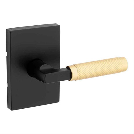 Kwikset 720PVLRCT-5144 Prava Lever with Rectangular Rose Passage Door Lock Satin Brass with Matte Black