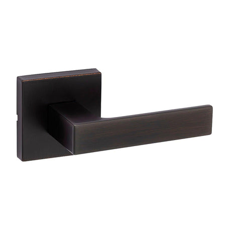 Kwikset 720SALSQT-11P Singapore Lever with Square Rose Passage Door Lock and RCS Strike Venetian Bronze