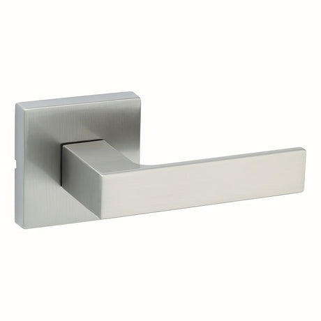 Kwikset 720SALSQT-15 Singapore Lever with Square Rose Passage Door Lock and RCS Strike Satin Nickel