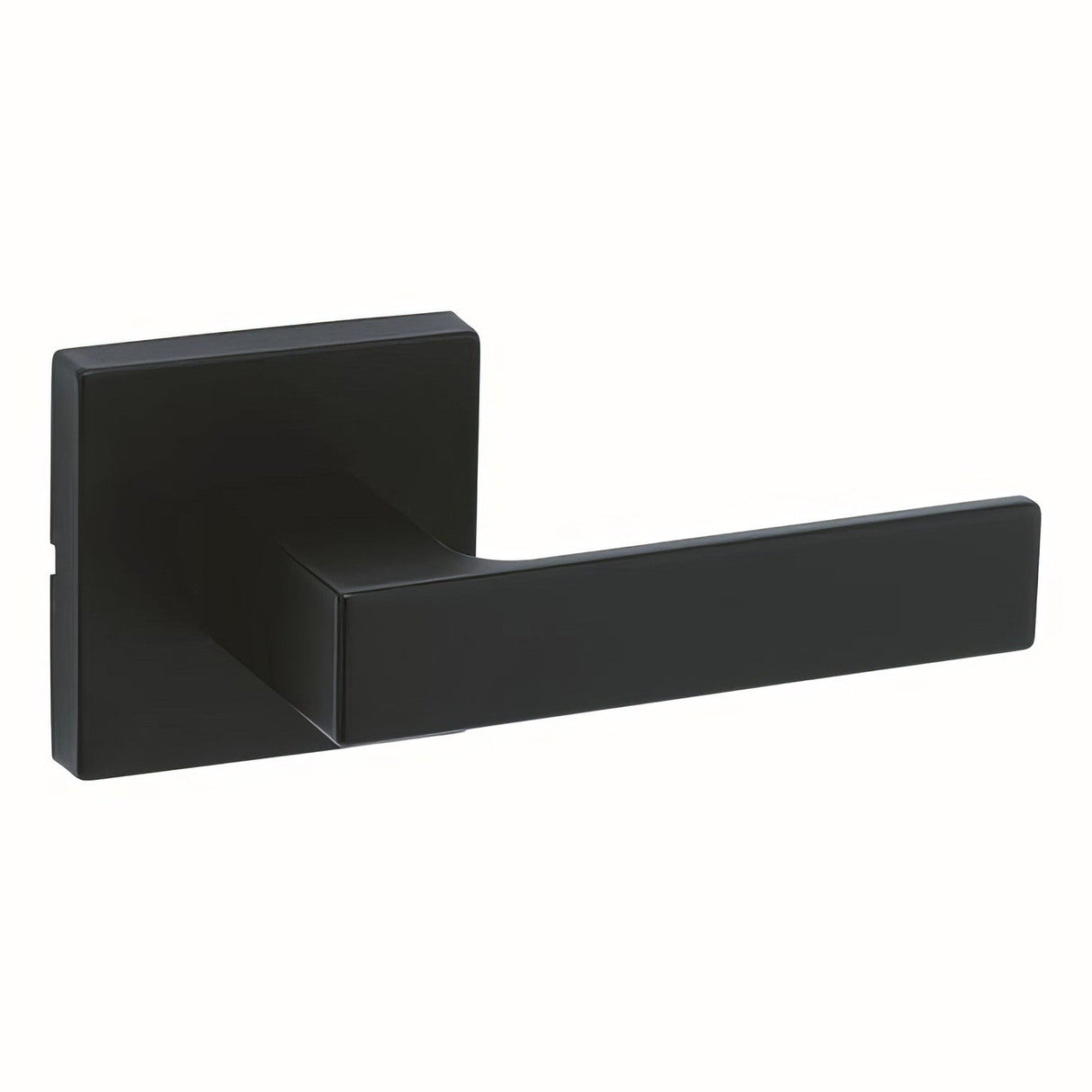 Kwikset 720SALSQT-514 Singapore Lever with Square Rose Passage Door Lock and RCS Strike Matte Black