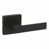 Kwikset 720SALSQT-514 Singapore Lever with Square Rose Passage Door Lock and RCS Strike Matte Black