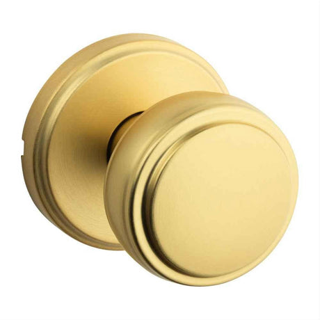 Kwikset 720SOK-4 Sora Knob with Traditional Round Rose Passage Door Lock and RCS Strike Satin Brass