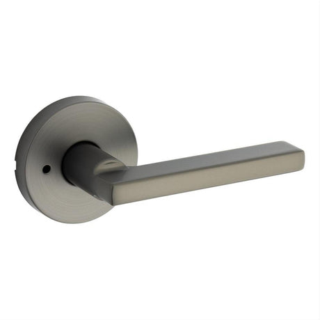 Kwikset 730HFLRDT-18G Halifax Lever with Round Rose Privacy Door Lock and RCS Strike Gunmetal