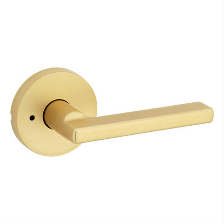 Kwikset 730HFLRDT-4 Halifax Lever with Round Rose Privacy Door Lock and RCS Strike Satin Brass
