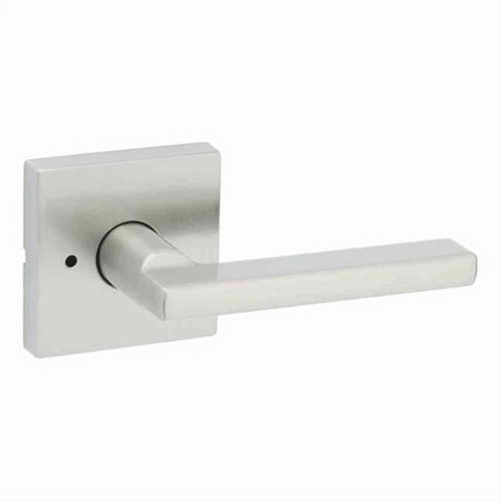 Kwikset 730HFLSQT-15 Halifax Lever with Square Rose Privacy Door Lock and RCS Strike Satin Nickel