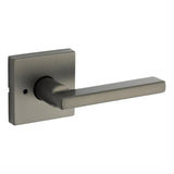 Kwikset 730HFLSQT-18G Halifax Lever with Square Rose Privacy Door Lock and RCS Strike Gunmetal
