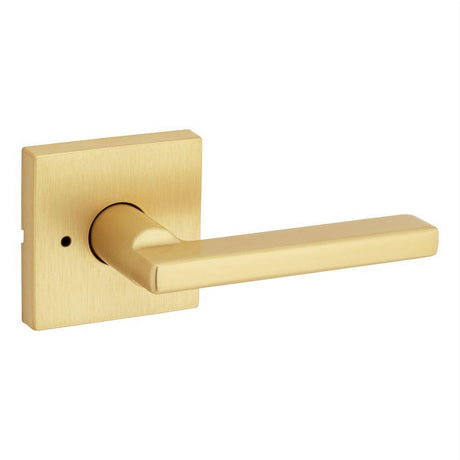 Kwikset 730HFLSQT-4 Halifax Lever with Square Rose Privacy Door Lock and RCS Strike Satin Brass
