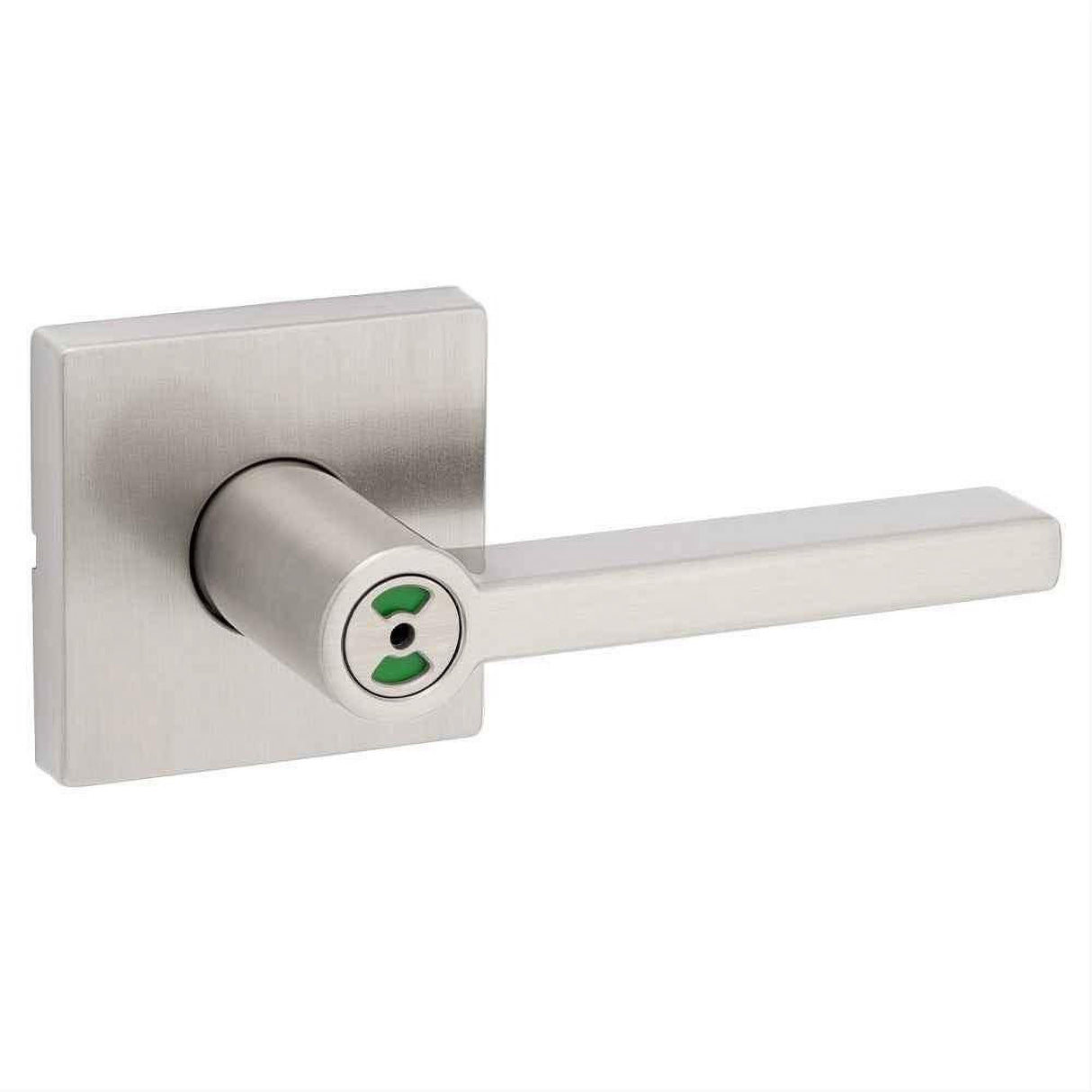 Kwikset 730HFLSQTIND-15 Halifax Lever with Square Rose Privacy Door Lock with Privacy Occupancy Indicator Satin Nickel