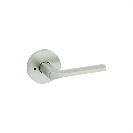 Kwikset 730LSLRDT-15 Lisbon Lever with Round Rose Privacy Door Lock and RCS Strike Satin Nickel